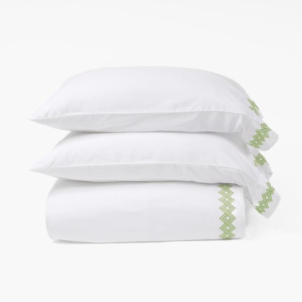 AMALFI SHEET SET, EMBROIDERED LEMONGRASS