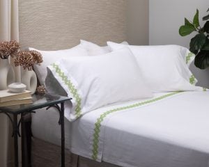 Amity home amalfi sheet set in white   lemongrass geometric embroidery