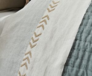 Amity home kith sheet set in wheat   embroidered chevron pattern