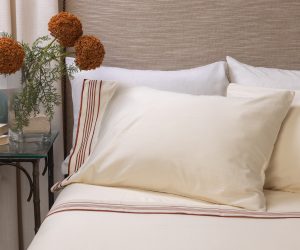 Amity home nell sheet set brick   cream sheets with striped detail