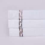 Amity home ellis sheet set in white with cypress embroidery   geometric border