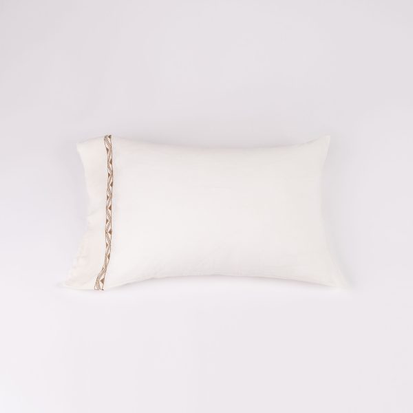 Amity home treva pillowcases in camel   elegant patterned trim