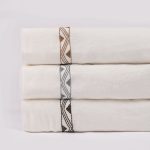 Amity home treva sheet set in natural with cypress embroidery   geometric pattern