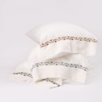 Amity home treva sheet set in natural with cypress embroidery   embroidered triangle pattern