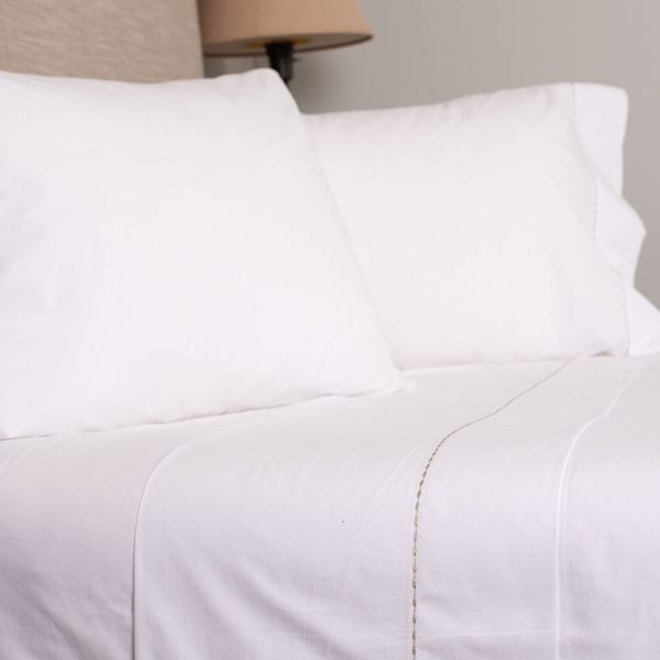 Amity Home Talo Sheet Set, Caramel - Subtle Vertical Stitching