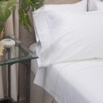 Amity home talo sheet set in white   grey dashed stitching detail