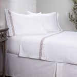 Amity home ansel sheet set in whitesaddle   elegant woven trim