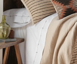 Amity home kaisar sheet set in white   embroidered arrow border