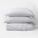 Amity home kaisar sheet set in white   decorative dashed stitching