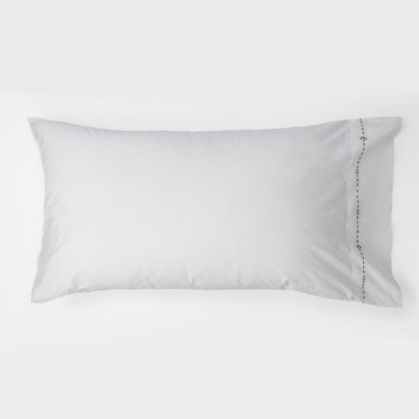 Amity home kaisar pillowcases in white   decorative stitching detail
