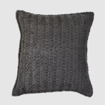 Dark gray chunky knit throw pillow with braided texture for a cozy decorative look