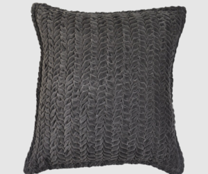 Dark gray chunky knit throw pillow with braided texture for a cozy decorative look