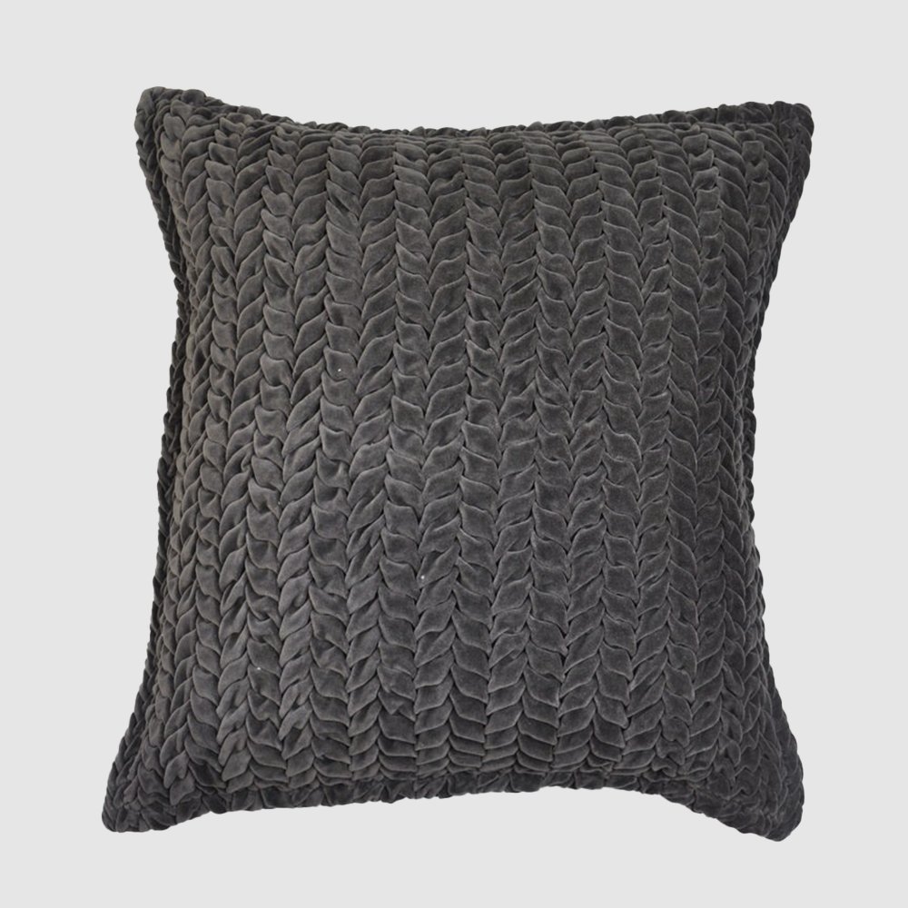 Cc790c20 | Amity Home Dark gray chunky knit throw pillow with braided texture for a cozy decorative look