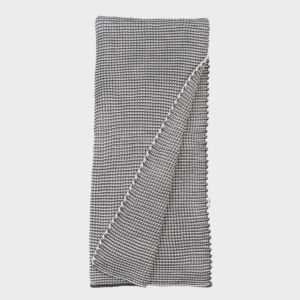 Kd1000cgth | Amity Home Woven black and white checkered blanket folded with a corner turned over to show texture
