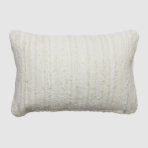 White rectangular decorative pillow with a chunky knit texture