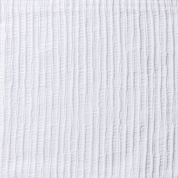 Close up of white fabric with vertical ribbed texture and subtle shadows