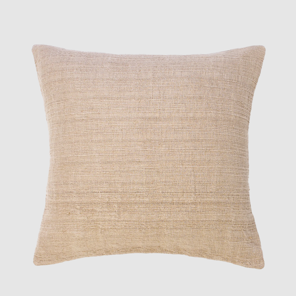 15467es | Amity Home Beige textured square throw pillow on a light gray background decorative cushion