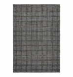 Dark gray woven rug with a subtle square grid pattern