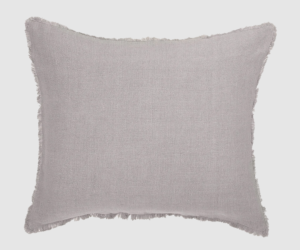 Lavender square throw pillow with fringe edging on all sides