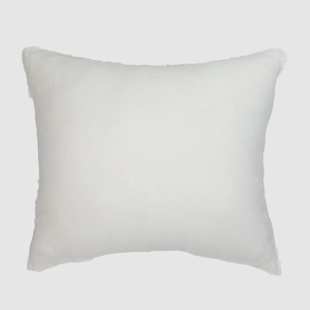 15439w22 | Amity Home White square decorative pillow with fringe trim on a light background