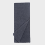 Navy blue towel folded flat with one corner folded over to show the edge stitching
