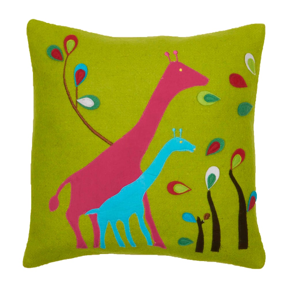 Giraffewoolfeltpillowgre7681 | Amity Home
