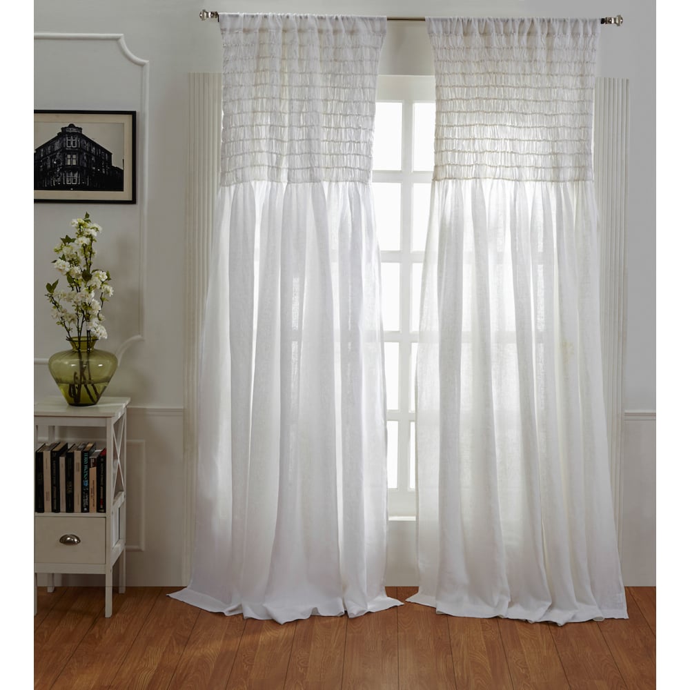 Ruchedlinencurtainwhite123151 | Amity Home