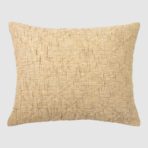 Beige textured throw pillow with a woven grid pattern on a light background for decorative use