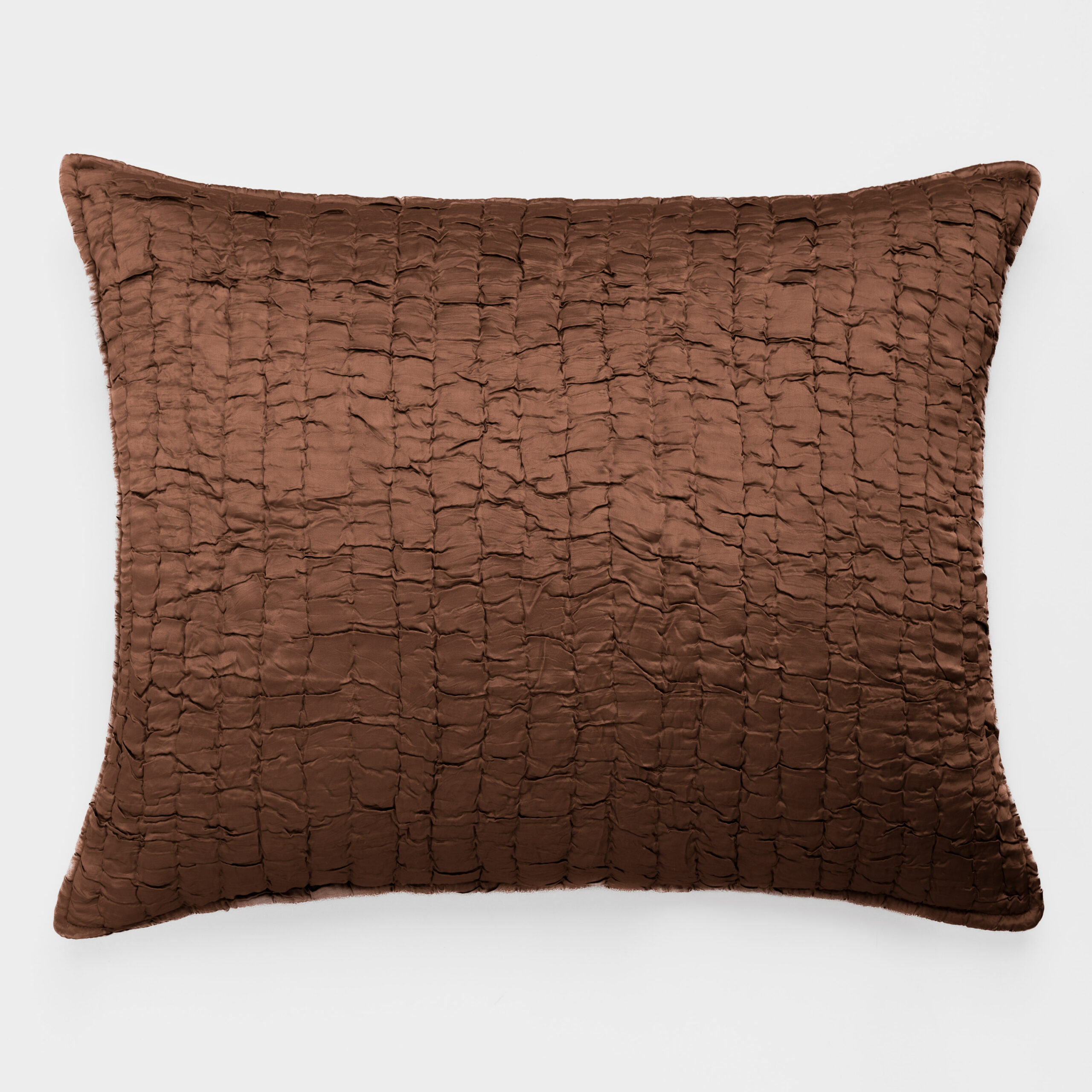 Cc776cdes3 | Amity Home Brown quilted pillow with a textured grid like stitching on a white background