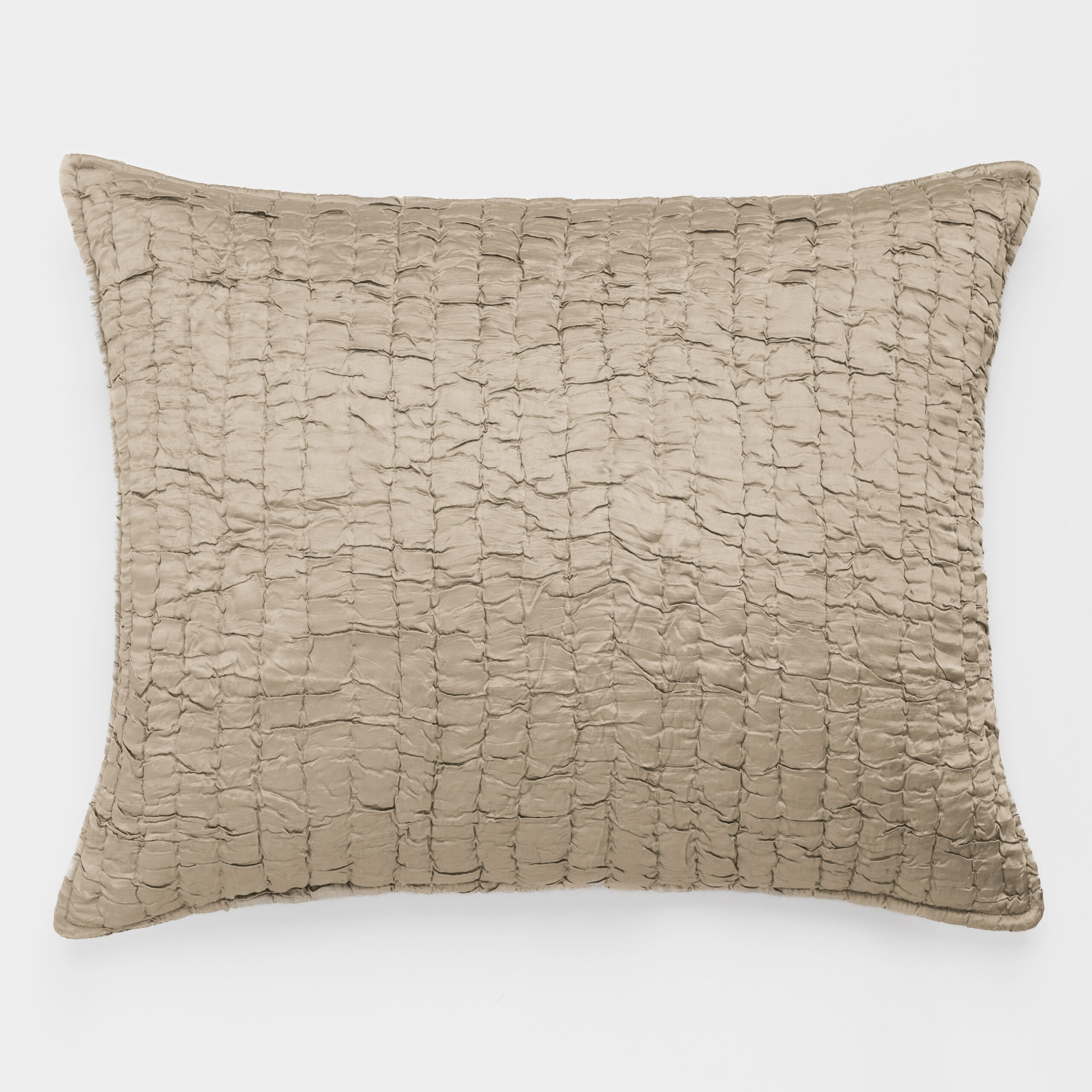 Cc776tdes14 | Amity Home Beige textured pillow with square tufted pattern on a white background