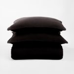 Amity home ranier linen duvet cover in asphalt   frayed edges