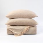 Amity home celeste coverlet in wheat   textured weave with fringe