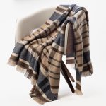 Amity home cody alpaca throw in steel blue plaid   fringed edges