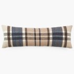 Amity home cody x long bolster in steel blue   alpaca plaid weave