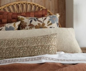 Amity home brielle x long bolster in brown  sage patterned   intricate design