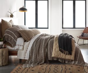 Amity home akin  dalton collection king in natural earth tones   textured stripe weave