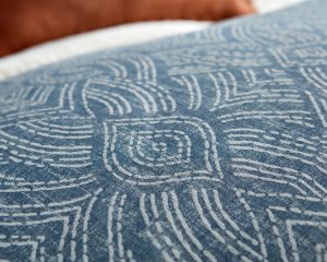Amity home andre  fairchild collection in denim blue   textured stitched pattern