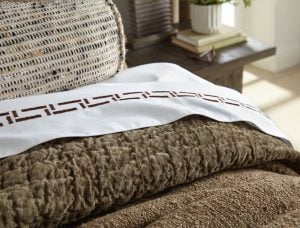 Amity home aurora  andrea collection in whitebrown   geometric embroidered sheet