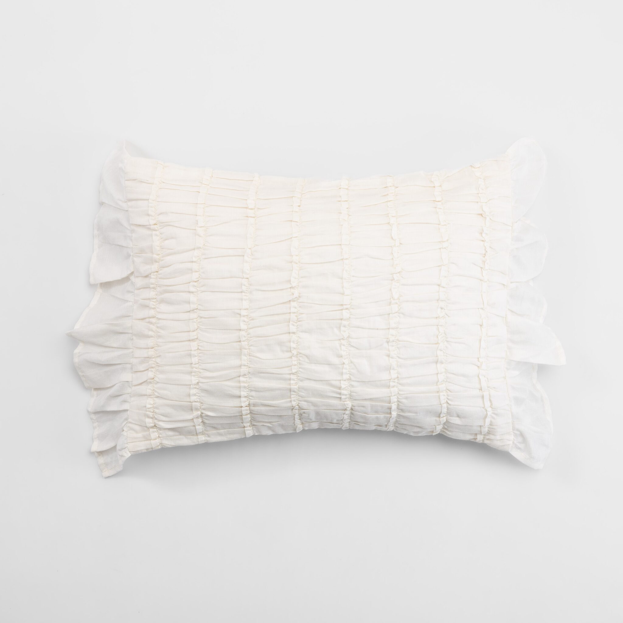 Bc532e167 | Amity Home Amity home ruched lumbar pillow in ivory ruched texture with ruffled edges