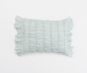 Amity home ruched lumbar pillow in seaglass   textured ruffles