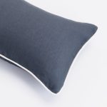 Amity home catalina lumbar pillow in steel blue   white piping detail