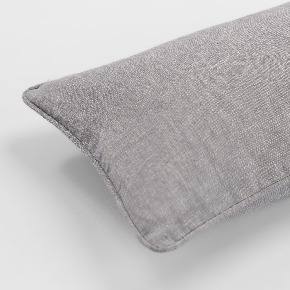 Amity home catalina lumbar pillow in grey chambray   textured chambray weave