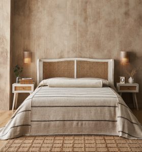 Amity home rhodes bedspread in ivory   horizontal stripe design