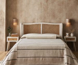 Amity home rhodes bedspread in ivory   horizontal stripe design