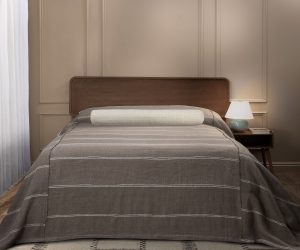 Amity home rhodes bedspread in pewter   horizontal stripes