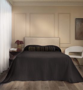 Amity home ranier linen bedspread in asphalt   elegant linen drape