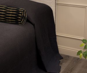 Amity home ranier linen bedspread in asphalt   soft linen texture