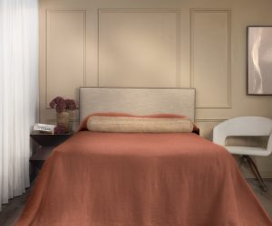 Amity home ranier linen bedspread in burnt sienna   relaxed drape