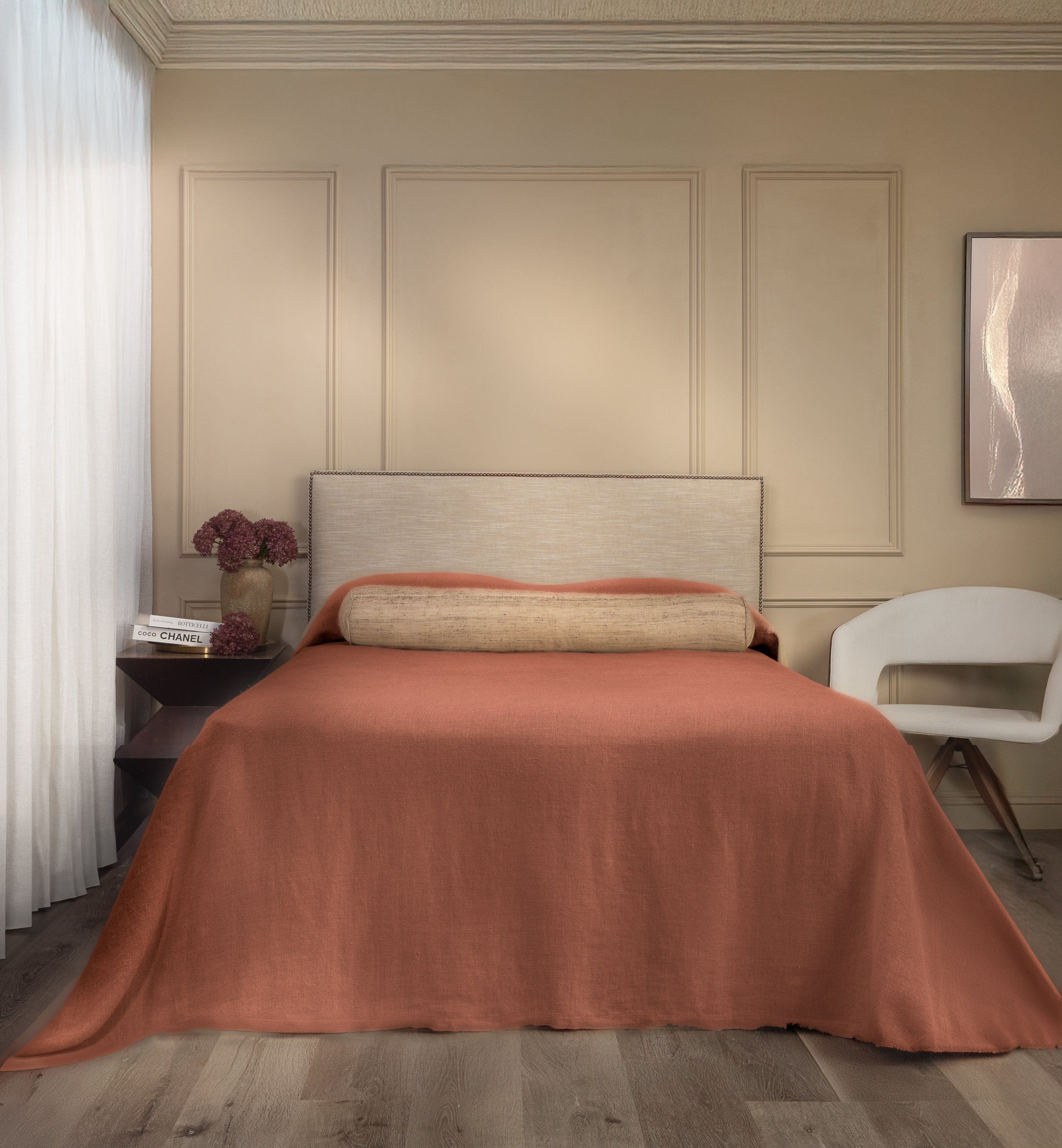 Bs15439b9 | Amity Home Amity home ranier linen bedspread in burnt sienna relaxed drape