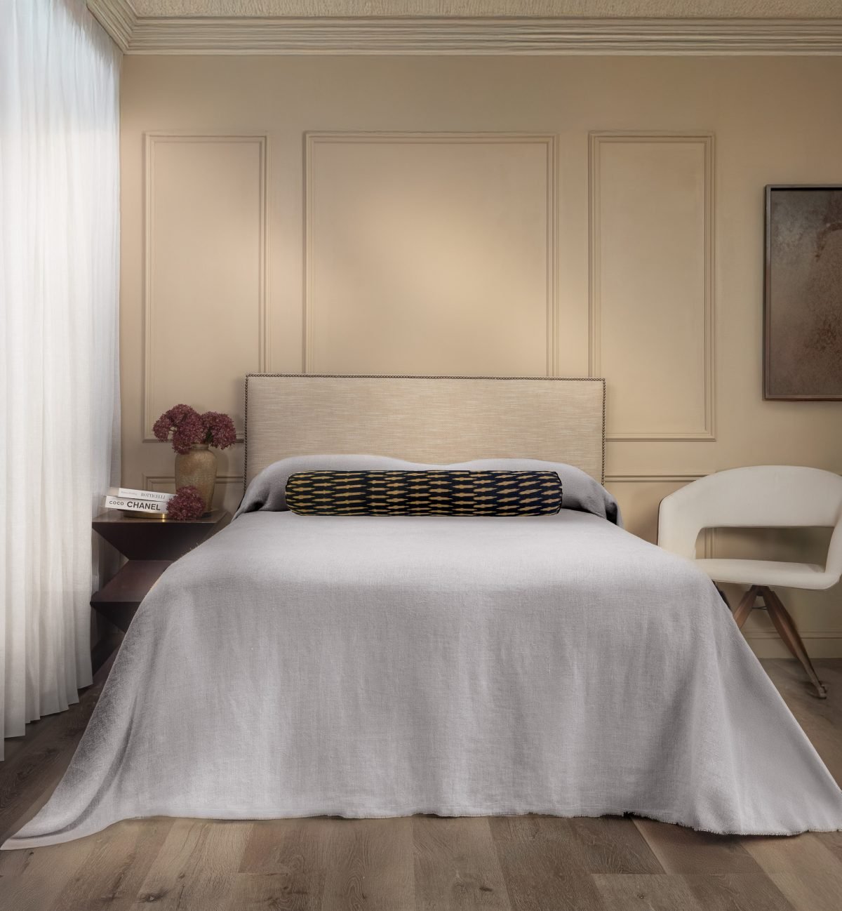 RANIER LINEN BEDSPREAD, GREY - Image 1
